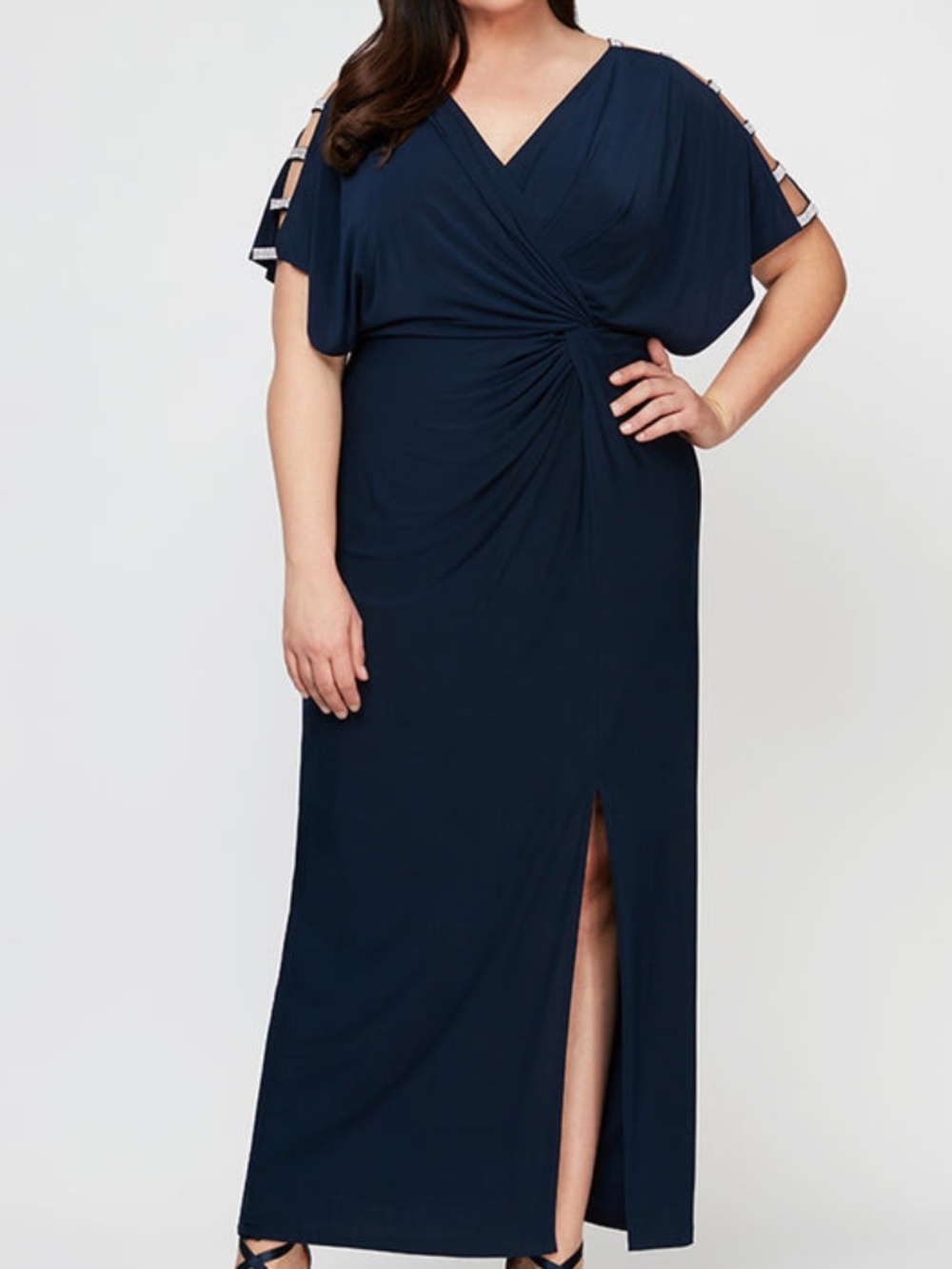 Alex Evenings - ‎ Fiona Embellished Sleeve Jersey Dress